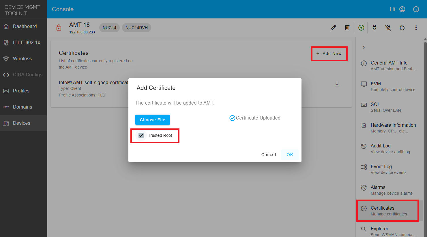 Figure 5: Add Root Certificate of HTTPS Server